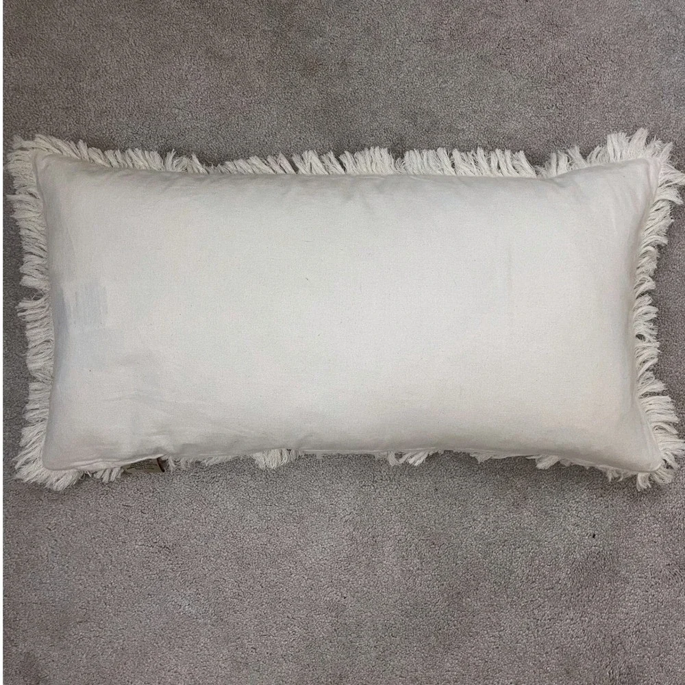 Devi Designs Bless This Nest Pillow 100% Cotton‎ Fringed Lumbar Throw Accent